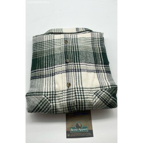 Oversized Green and White Plaid Flannel Men's Shirt, Large - Picture 7 of 9